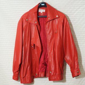 Maglia women's soft red leather jacket mid 1980s